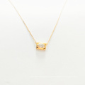 925 Sterling Silver Gold Plated Square Charm Eye Shape Pendant Necklace Ladies Girls